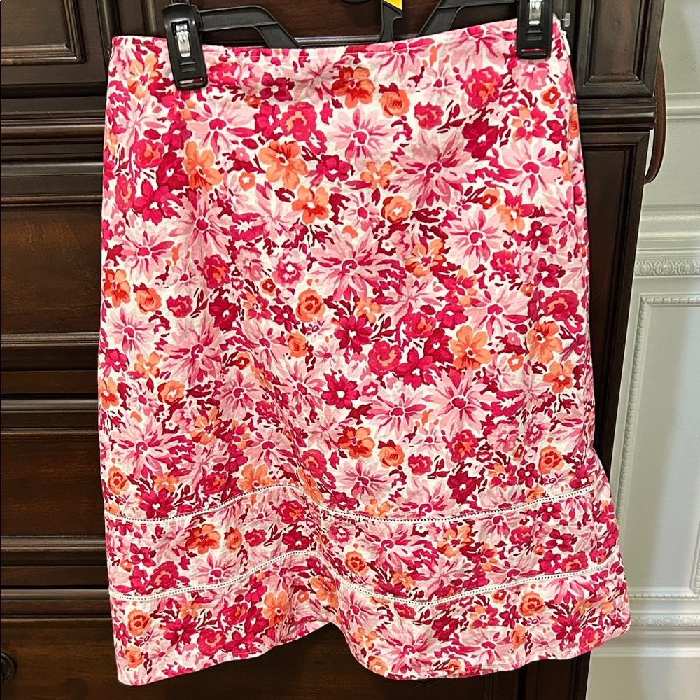 St. John's Bay Floral Pink and Orange Pencil Skirt size 10